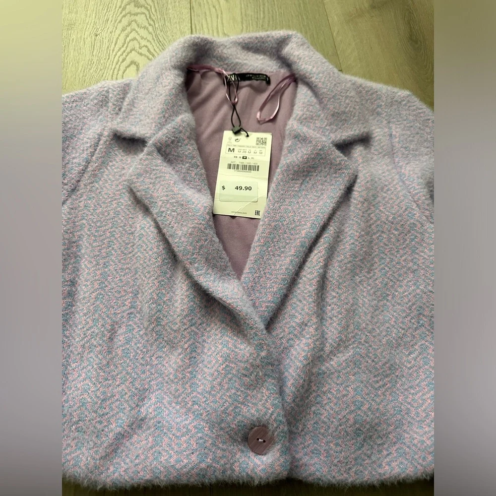 NWT Zara Women's Lavender Pink Cropped Jacket Size M - Picture 8 of 9